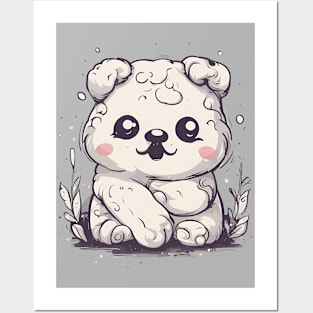 Cute Kawaii Fluffy White Animal Adorable Eyes Posters and Art